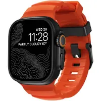 Nomad Rocky Point (42 mm, 44 mm, 45 mm, Caoutchouc, Pneus, Titane), Sangles de montre, Orange