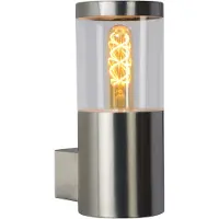 Lucide Applique murale extérieure FEDOR, douille E27, indice de protection IP44, finition chromée mate. Lampe murale moderne pour entrée, terrasse et façade de maison