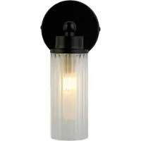 Searchlight Applique murale noire Imperial avec verre nervuré
