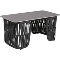 Mendler Table Basse Hwc-P90, Table De Jardin, Table De Balcon, Extérieur, Tressage En Corde, Pierre Frittée 43 X 90 X 45 Cm Anthracite, Plateau Gris