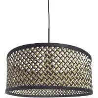 Steinhauer Suspension Sparkled Light noir avec abat-jour en bambou Ø 50cm