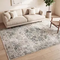 FRAAI Tapis vintage - Lago Gris | 200x290 cm | Rectangulaire | Tissage plat