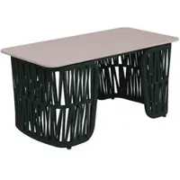 Mendler Table Basse Hwc-P90, Table De Jardin, Table De Balcon, Extérieur, Tressage En Corde, Pierre Frittée 43 X 90 X 45 Cm Vert, Plateau Crème