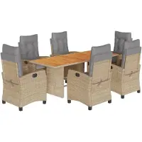 vidaXL Ensemble de jardin 7 pièces avec coussins Mélange beige Poly rotin