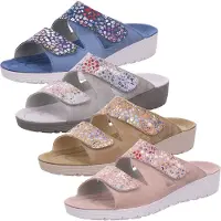 Rohde Chaussons d'intérieur Roma pour femmes, modèle pantoufle, couleur bleue, pour un usage quotidien