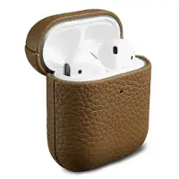 Accezz Coque en cuir véritable pour Apple Airpods 1 / 2 - Taupe