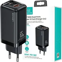 Usams ad. Siec. 1Xusb-C+1Xusb T47 65W(Only Head) Pd Fast Charging Super Si Czarny/Black Cc153Tc01 (Us-Cc153)