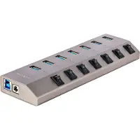 StarTech.com .com Self-Powered 7-Port USB-C Hub with Individual Switches - USB 3.0 5Gbps Multi-Socket for Notebook and Desktop PC USB-C/A - USB-Type C BC 1.2 Power Supply with Power Adapter