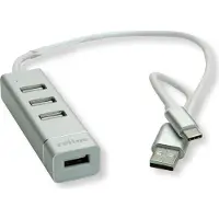 Roline 14.02.5037 hub d'interface USB 2.0 480 Mbit/s Argent, blanc