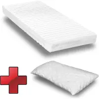 Matratzen Discount Matelas en mousse froide K16 160 x 200 cm, épaisseur 16 cm, degré de fermeté H2/H3 + oreiller CloudComfort Basic en flocons de gel 40 x 80 cm