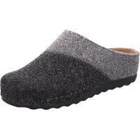 Rohde Pantoufles pour femme , en feutre souple recyclé, strass, semelle intérieure en cuir, modèle Soave-40 6051, pointure : 42 EU, couleur : gris