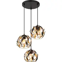 Globo Lighting Suspension, métal, noir, or, cristaux