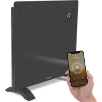 Vonroc Chauffage électrique de luxe - Convecteur - Panneau en verre 1000W Premium - Gris | Commande manuelle et Wi-Fi incl.