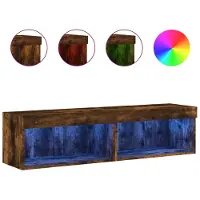 vidaXL Armoires TV avec lampes LED 2 pcs. Chêne fumé 60x30x30 cm
