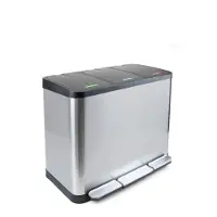 Emuca Poubelle à compartiments pour recyclage - inox - 3x9 litres - Recycle EMUCA