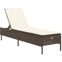 Syfax Chaise longue avec coussin marron résine tressée