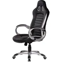 Amstyle Chaise de bureau RACER aspect cuir, noir