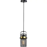 HOME DELUXE - Suspension LUMINOS - Noir / Or, lumière non éblouissante, 10,5 x 153 cm, métal / rotin I Suspensions Lampes suspendues Lampe suspendue