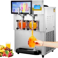 Vevor Machine à Granités Commerciale 2x8L Machine à Granitas en Inox Alimentaire Machine à Slushie Réfrigération Rapide Panneau Intelligent Distribuer Diverses Boissons Frappées Restaurants Cafés Bars