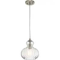 Kichler Suspension Riviera, nickel brossé, 1xE27x60W, métal, dimensions : 215,3 x 22,3 x 22,3 cm, IP20,