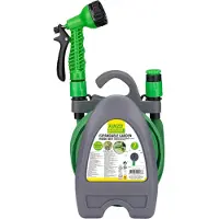 Kinzo Flexible Garden Hose 10M - avec accessoires et support de tuyau d'arrosage - Buse avec 7 modes de pulvérisation - Plastique - Vert/Gris