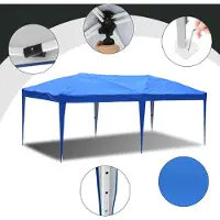 HENGDA Pavillon Pliable 3x6m Bleu Tente de réception protection UV réglable en hauteur avec sac de transport, pour extérieur jardin camping Sans parois latérales