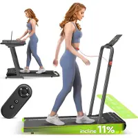 TurboTronic SportTronic tapis de marche – ST-520 – tapis pliable jusqu’à 10 km/h, 6 programmes, 2 niveaux d’inclinaison, support tablette, écran LED, télécommande, jusqu’à 120 kg