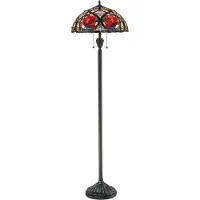 Casa Padrino Lampadaire de luxe Tiffany Multicolore / Bronze Vintage Ø 46 x H. 157,5 cm - Lampadaire Tiffany - Lampes Tiffany - Lampadaires Tiffany - Lampadaires Salon - Lampadaires Bureau