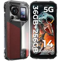 HOTWAV Hyper 7 PRO 5G Outdoor Smartphone,Dimensity 7050 Chip，36GB RAM+256GB ROM, 10800mAh/33W, Android 14 Dual SIM 5G Handy Ohne Vertrag - Rot