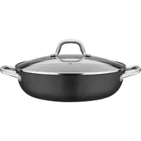 GSW Poêle de service en fonte avec 2 poignées, avec fond alvéolé 30cm, Poêle + casserole, Noir