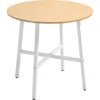 HOMCOM Table de salle à manger Table de cuisine pour 4 personnes, table de salon au design moderne pour salle à manger, cuisine, acier, bois naturel, 80 x 80 x 76 cm