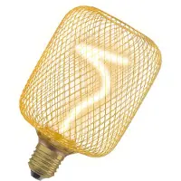 Ledvance DECOR ampoule LED carrée avec filament en spirale, verre transparent doré sans plomb, 3.5 W, blanc chaud confortable 818, 170lm/1800K, filetage E27, dimmable, 100 mm de diamètre.