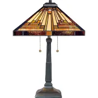 QUOIZEL Lampe de table, verre Tiffany, bronze, H 58,4 cm