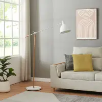 Lux.pro Lampadaire 'Banchory' 1 flamme avec interrupteur à pied réglable métal 163 cm aspect bois / blanc