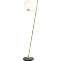 Casa Padrino Lampadaire de luxe Laiton antique / Noir / Blanc 39 x 30 x H. 159 cm - Lampadaire moderne en métal avec pied en marbre et abat-jour rond en verre - Qualité de luxe