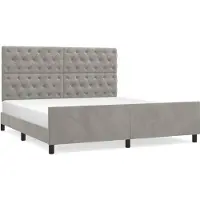 Syfax Cadre de lit sans matelas gris clair 160x200 cm velours