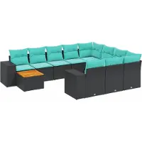 Syfax Ensemble de canapé de jardin 11 pcs avec coussins noir