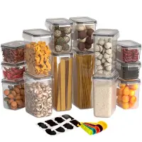 Avalo Boîtes de rangement alimentaires avec couvercle 17 pièces – Couvercles hermétiques – Contenants de stockage – Boîtes de conservation – Avec cuillères doseuses, étiquettes réutilisables et stylo