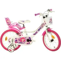 Dino Bikes Vélo enfant 16" Blanc avec impression rose