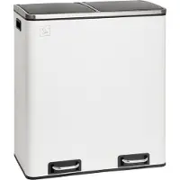 SVITA TM2X30 Blanc Poubelle à pédale 60 litres Poubelle design Corbeille à papier Système de tri pour la cuisine