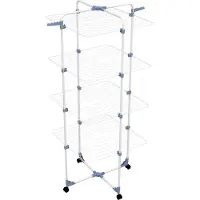 Gimi Stendi Étendoir modulaire 4 tours 4 étagères en acier avec roues Grand étendoir à linge 71 × 71 × 170h cm + 2 supports à cintres