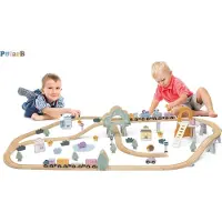 Polar B Viga Polarb Voie ferrée en bois pour enfants 90 pièces