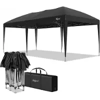 Zelsius Pavillon pliable 3 x 6 m, noir, pavillon pliable pop-up, tente de jardin, tente de réception avec sac