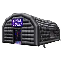 Vevor Tente de réception gonflable 9x6x4 m, tente cube pour discothèque, pavillon tente de mariage avec soufflerie 1100 W, sac de sable, 2 fenêtres pour événements, anniversaire, mariage, noir