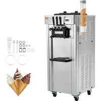 Vevor Machine à Crème Glacée Commerciale 21-31 L/h 1670 W 3 Saveurs