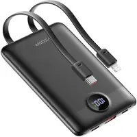 Veger Powerbank 10 000 mAh avec câbles intégrés type C / Lightning PD QC3.0 2A 22.5W C11 (W1170) noir