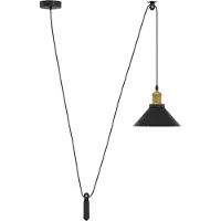Syfax Lampe suspendue réglable hauteur E27 noir brillant Ø22 cm métal