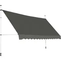 Costway 395cm de large Marquise à pince Marquise de balcon avec manivelle Marquise solaire 200-300 cm réglable en hauteur sans percer Gris