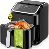 TurboTronic Airfryer XL AirChef - 5L - 1600W - Friteuse à air chaud - Double chauffage - 50ºC à 200ºC - 10 programmes de cuisson - Noir