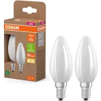 Osram LED Superstar Classic Ampoule LED B 40 en forme de mini bougie classique en verre givré, 2.2 W, 470 lm, douille E14, 2700 K pour lumière blanche chaude, EEK A, 35 mm de diamètre, par pack de 2